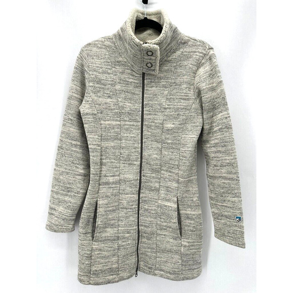 KUHL Alaska Sweater Jacket Womens S Gray Sherpa Neck Outdoor Camping Winter - Picture 1 of 11